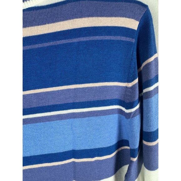 Halogen Womens Blue Striped Long Sleeve Sweater X1 Cotton/Viscose Blend - Picture 7 of 7